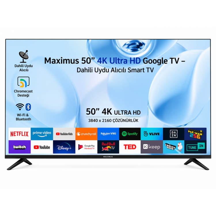 Maximus 50'' 127 Ekran Uha 50 M9P Uydu Alıcılı Google Tv